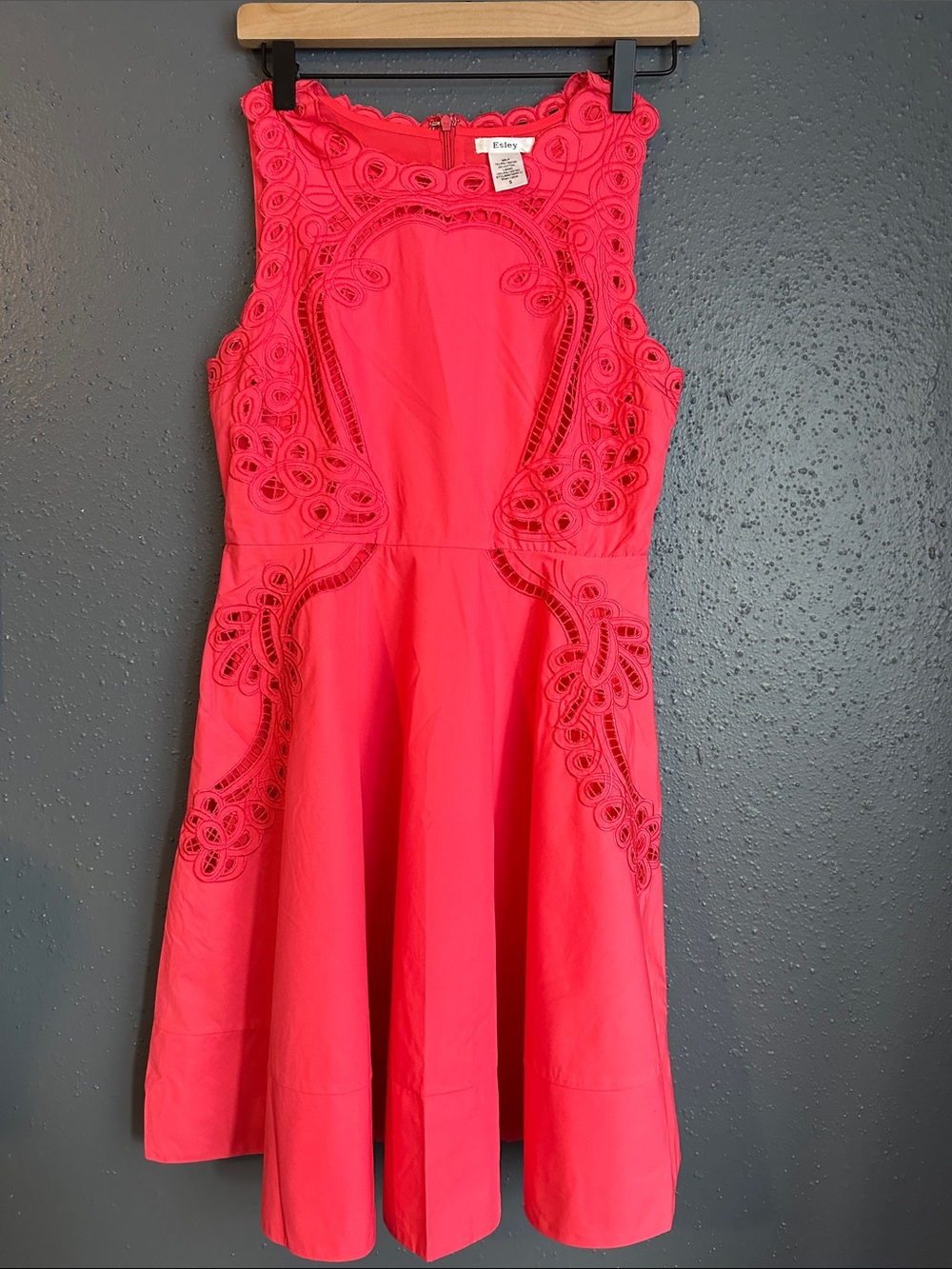 Esley Collection Hot Pink Lace Appliqué Fit & Flare Dress